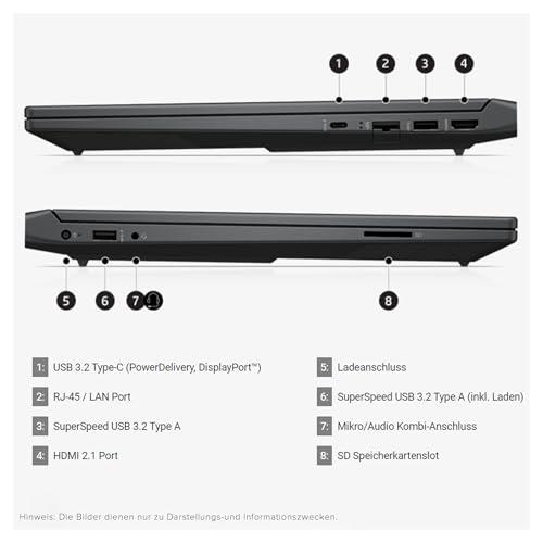 Victus Gaming Laptop AMD Ryzen 5 8645HS, 64 GB DDR5 RAM, 2 TB PCle SSD, display FHD 144 Hz, Nvidia GeForce RTX 4060, tastiera QWERTZ, Windows 11 Pro, Office 2021, nero - Notebook - Immagine 5