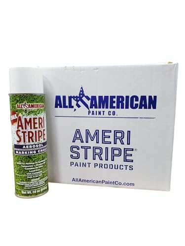 Ameri-Stripe White Athletic Field Chalk Paint (12 Cans Per Case) - Temporary, Aerosol Chalk Paint (20 oz. Can) - Baseball/Softball/Turf/Dirt/Rock
