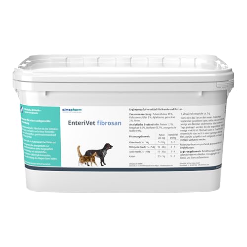 almapharm EnteriVet fibrosan | 1 kg | Ergänzungsfuttermittel für Hunde und Katzen | Leichtverdauliche Ballaststoffergänzung mit Cellulose | Zur Gewichtsreduktion ohne Hungergefühl