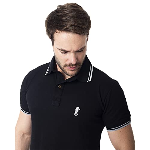 Camisa Polo Premium Masculina Polo Marine (G, Preto)