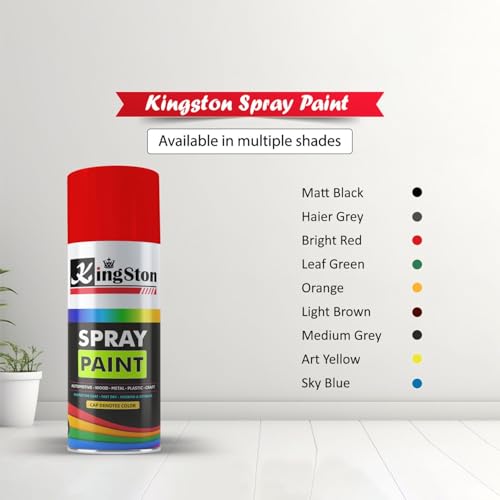 Image of Kingston Acrylic Spray Paint for Metal, Wood, Wall & Plastic, Multi-Surface DIY Paint, Quick Dry, Smooth Finish, 400ml Can, Jetta Red, 1 Pc