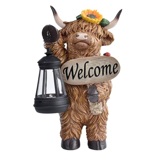 Figurines de vache Highland extérieures étanches et lumineuses pour patio