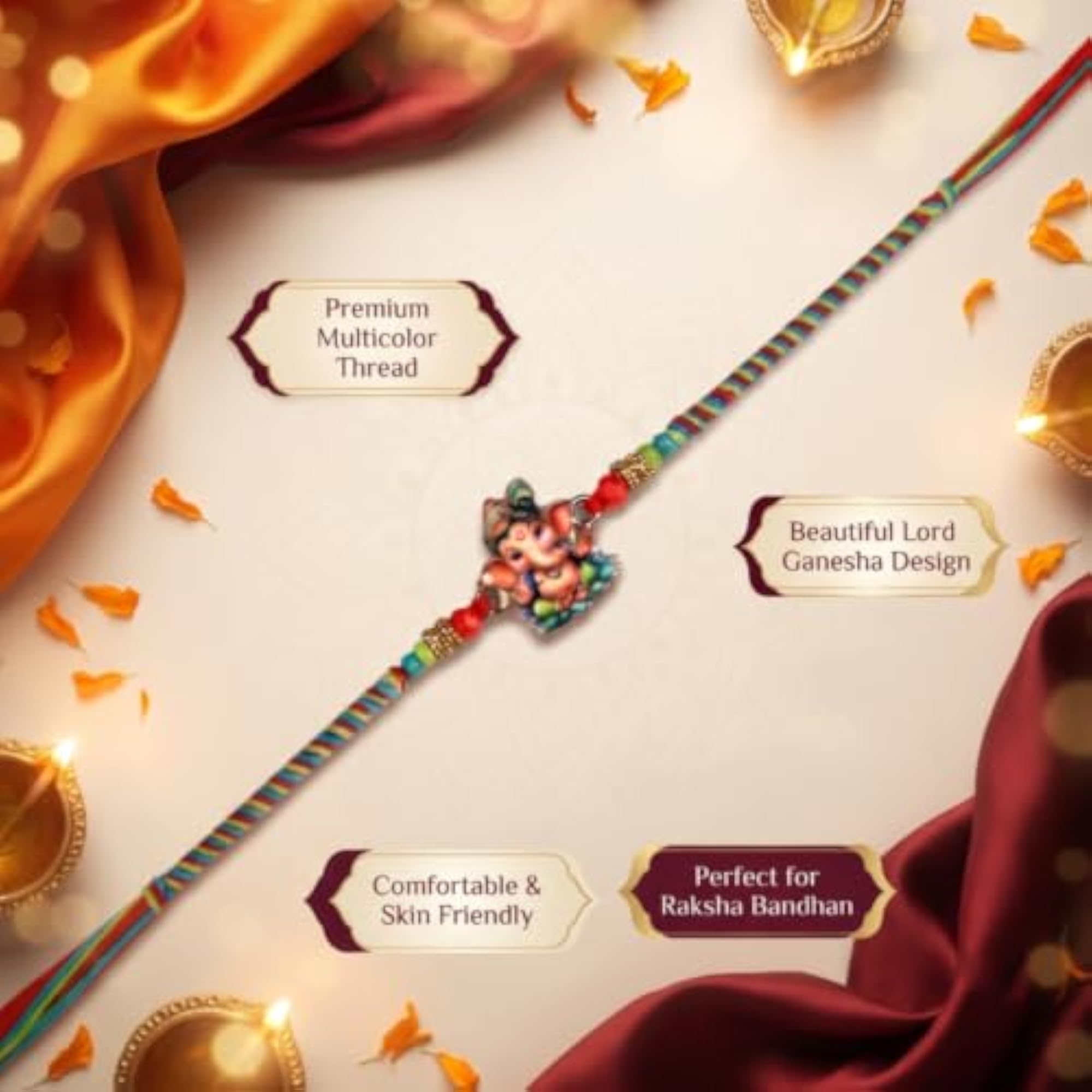 Assorted Traditional Motifs Multi Color Rakhi Set of 10