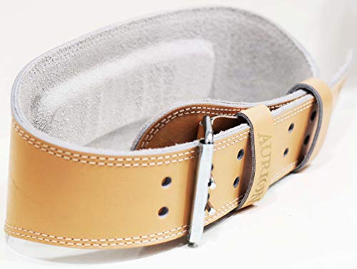 Image of Aurion Super Pro Genuine Leather Padded Weight Lifting Belt (Large, Tan Color, 1pc) & Aurion Longlasting Genuine Leather Padded Weight Lifting Belt (Small, Tan Color, 1pc)