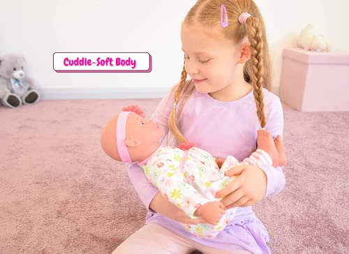 KOOKAMUNGA KIDS 18” Baby Doll Set - Baby Dolls for 2 Year Old Girls & Boys and Up - Comes w/Soft Baby Doll - Toy Baby Bottle - Diaper Bag - Blanket & Pacifier & Plush-Rattle