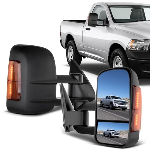 ECCPP Towing Mirrors For 03-06 For Chevy For Silverado For GMC For Sierra 1500 2500HD 3500 For Suburban For Yukon Xl For Tahoe Power Heated Amber Light Telescoping Side View Pair Mirrors