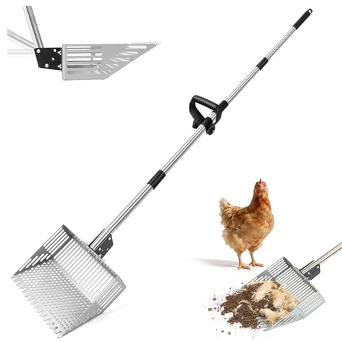 LQWY 4-in-1 Chicken Coop Waste Rake & Shovel