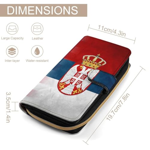 U.S.A. Serbian Flag Long Wallet for Women Men Purses Coin Pouch Credit Card Holder Organizer2