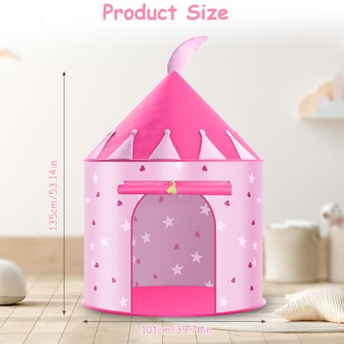 HOTUT Kinder Spielzelt, Prinzessin Zelt Rosa, Kinderzelt Indoor Outdoor mit lichtern und Aufkleber, Pop Up Spielzelt für Kleinkinder und Kinder, Faltbar Spiel Haus für Garten Camping