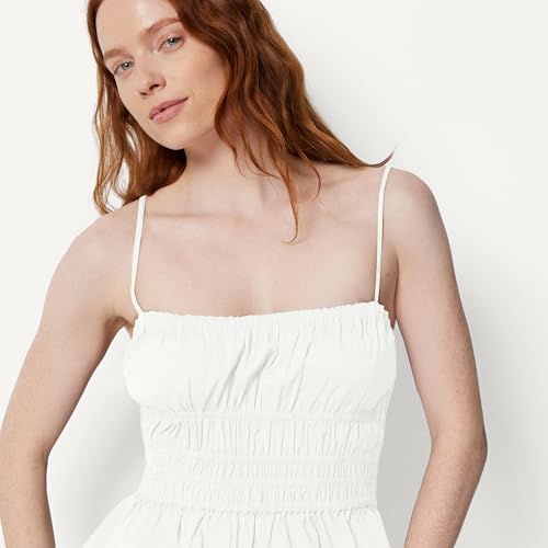 Amazon Essentials Women's Regular-Fit Smocked Cotton Stretch Poplin Tank, Bright White, Medium by Amazon Essentials - Used condition - Image 3