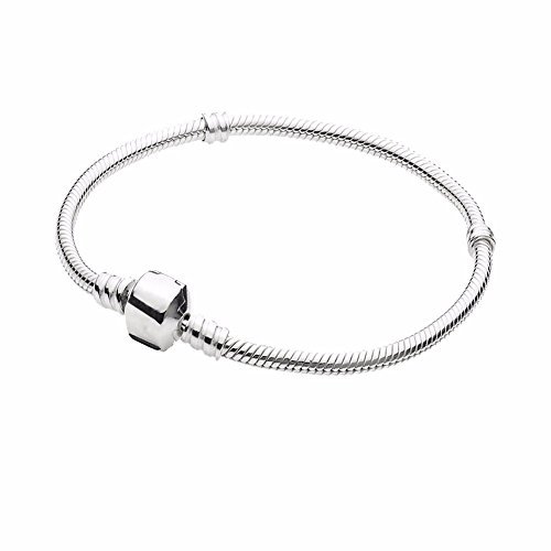 7.5" Silver Snake Chain Bracelets Fits for Most Major Charms Style Beads Clasp 19CM
