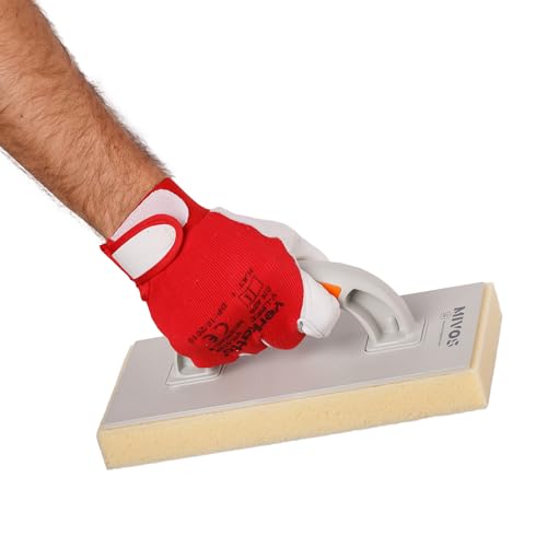MIVOS Fliesenwaschbrett mit dichtem hochfestem Schwamm - Reibebrett mit 30 mm Hydro-Schwammauflage - Fliesenwaschbrett mit Schwammauflage - Fliesenwaschschwamm - Made in EU