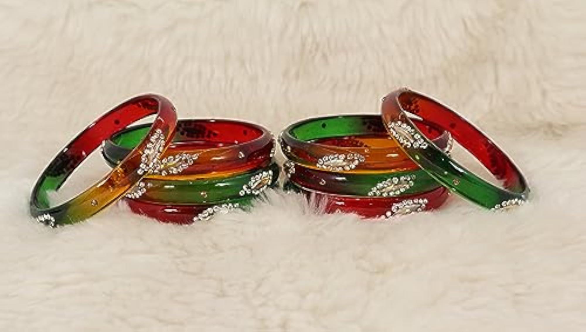 Zircon Gemstone Studded Kada Bangles Set For Women (Pack of 8)