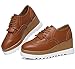 DADAWEN Women's Fashion Tassels Square-Toe Lace-up Platform Wedge Oxford Shoes Brown US Size 9