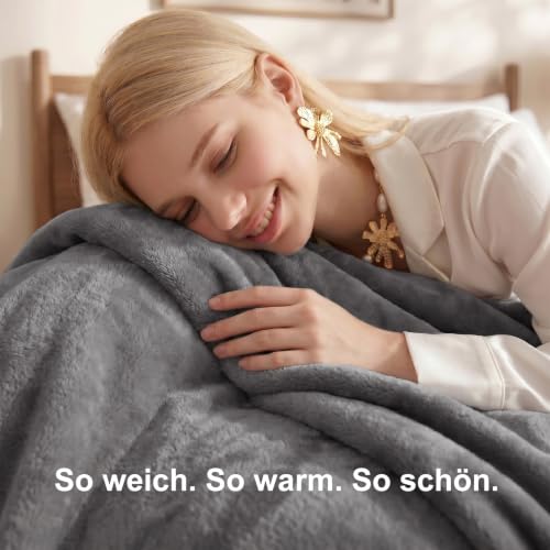 WAVVE Flauschige Kuscheldecke 150x200cm - Graue Sofadecke für Winter – Bild 3
