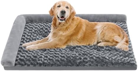 Washable Dog Beds for Large Sized Dogs, XL Dog Bed, XLarge Dog Bed Mat, Dog Sofa Couch Bed with L-Shaped Bolster, Cozy Plush, Pet Bed with Non-Skid Bottom 40×32 inch