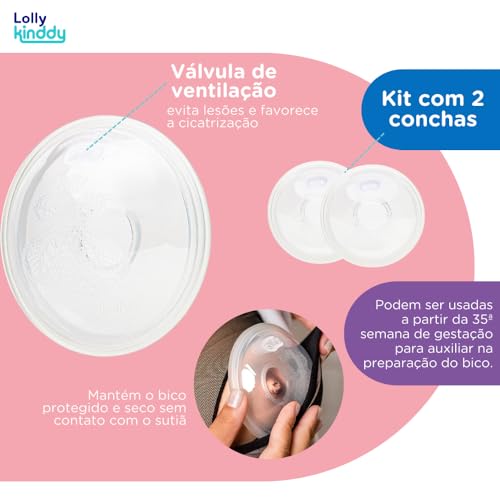Lolly Concha Amamentação Pos-Parto Transparente 2 Unidades
