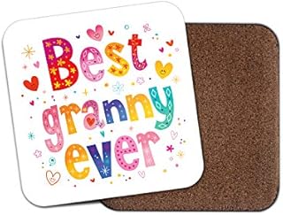 1 x Best Granny Ever Coaster - Love Hearts Grandma Nan Grandchild Lovely #19192