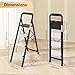 Urackify 4 Step Ladder with Tool Tray, Folding Step Stool with Aluminum Non-Slip Pedals, Sturdy 800LBS Ladder for Adult, Portable Lightweight Ladders for Home, Kitchen, Garage