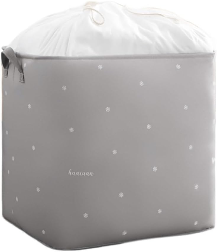 Storage Bins Printed Comforter Storage Bag with Reinforced Handle Waterproof Drawstring Closet Storage Container(Blue,50 * 40 * 48cm)