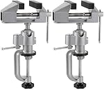 2 PCS 3 Inches Bench Vise, Tilts Rotate 360° Universal Work, Universal Table Vise, Aluminum Table Vise for Welding, Woodworking, Jewelry Making, Metal Working