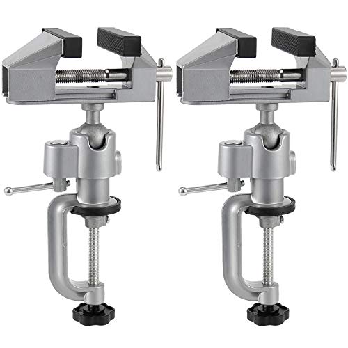 ZEONHAK 2 PCS 3 Inches Bench Vise, Tilts Rotate 360° Universal Work, Universal Table Vise, Aluminum Table Vise for Welding, Woodworking, Jewelry Making, Metal Working by ZEONHAK - Used condition - US$22.11