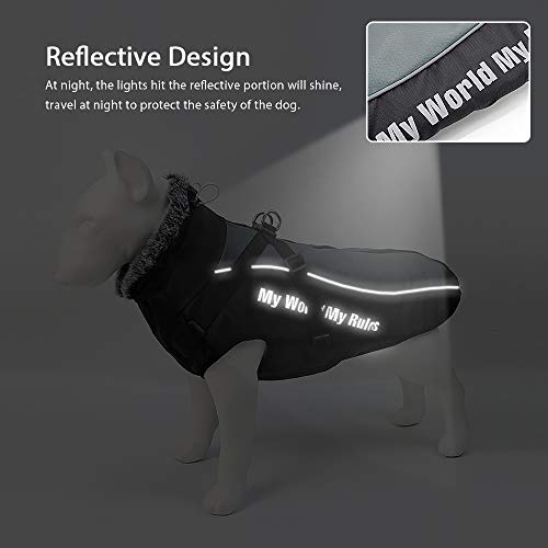 Didog Waterproof Dog Winter Jackets,Cold Weather Dog Coats With Harness & Furry Collar,Easy Walking & Soft Warm Sports Clothes Apparel For Medium Large Dogs,Gary,Chest: 28" Back Length: 22" #TOP2
