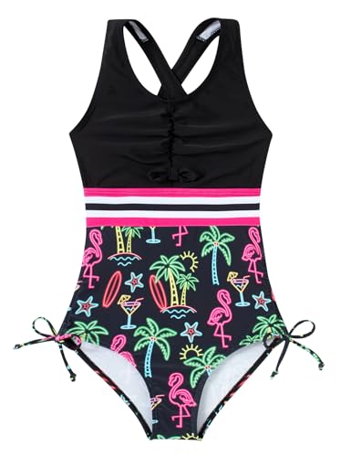 Image of BFUSTYLE Girls Swimsuit One Piece Bathing Suit 4-13 Years Sleeveless Beach Swimwear