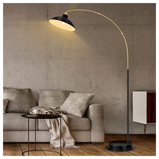 FILIYANO Arc Floor Lamp for Living Room, Marble Base Standing Lamp - Black Gold Floor Lamps with 360° Rotatable Arm, Industrial Tall Lamp Metal Material, Reading Lamp for Bedroom Couch Sofa Desk