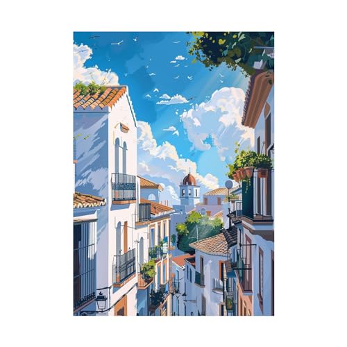 Décoration de peinture d'art de paysage sur toile poster mural 60x80cm moderne