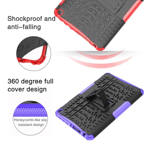 Maomini for F ir e HD8/ hd 8 Plus Tablet Case 2024 2022 2020 Release 14th 12th 10th Generation Kickstand Heavyduty Armor Defender Cover (Black) by maomini - Image 2
