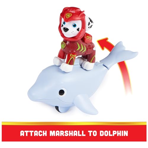 Paw Patrol, Aqua Pups Ensemble de Figurines Marshall et Dauphin pour Enfants à partir de 3 Ans