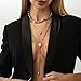 Twentylo Gold Layered Irregular Geometric Necklace for Women,Fashion Long Stackable Round Bead Choker Necklace,Trendy Prom Party Jewelry Accessories (Silver)