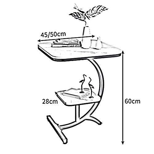Mesa de sofá de mármol cuadrada moderna para salón mueble auxiliar de hierro de dos niveles blanco 3