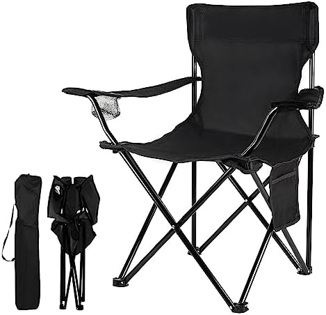 Damei century Folding Camping Chairs- Lightweight, Portable Chair for Beach, Lawn, Outdoor Sports, Black