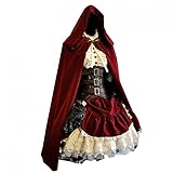 Beppter Womens Gothic Lolita Dress Maid Princess Ruffles Skirts Bowknot Party Cosplay Costumes Plus Size Halloween Christmas Red