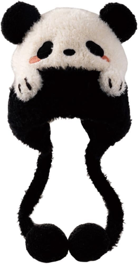 Girls Cartoon Knit Hat Winter Animals Character Hats Boys Fuzzy Ski Beanies Ear Flap Cap with Pom 2-12 Years