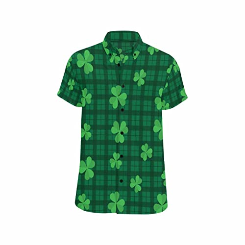 InterestPrint Hawaiian Shirts for Men Short Sleeve Beach Shirt Floral Summer Design with Shamrock for Pillow