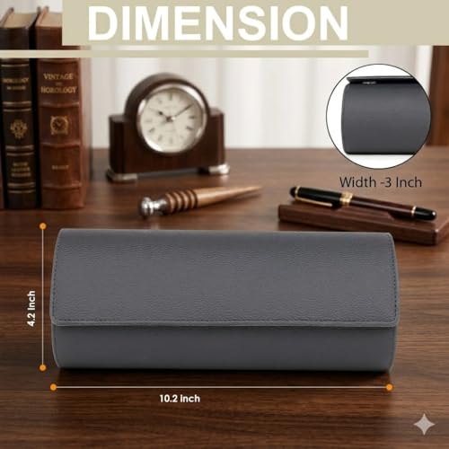 Image of essart Travel Watch Roll Case 4 Slots - Portable Luxury Watch Organizer & Storage Box for Men & Women