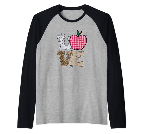 Love Cheetah Leopard Print Apple Gráfico Camiseta Manga Raglan