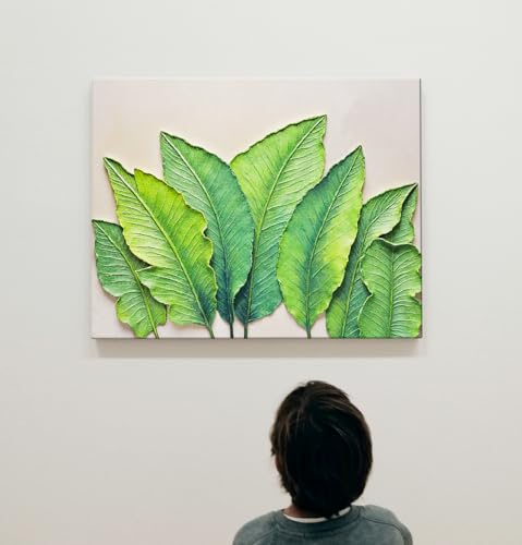 Image of ArtX Canvas Green Leaf Painting For Wall Decoration, Multicolor, Nature, 58.0 X 45.0 cm, Set of 1