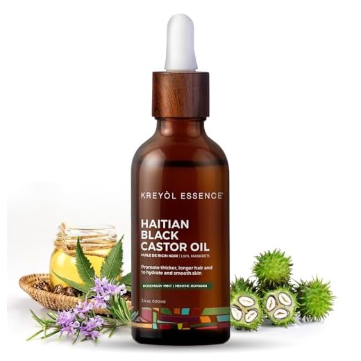 Kreyol Essence Haitian Black Castor Oil for Hair Growth – Rosemary Peppermint, 3.4 fl oz