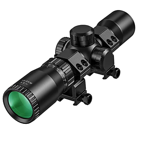 CVLIFE 1.5-5x32 Crossbow Scope , 20-100 Yards Ballistic Reticle, 300 FPS - 450 FPS Speed Adjustment and Red Green Illuminated Optic for Cross Bow