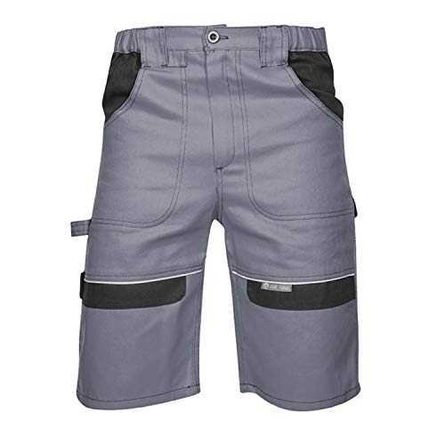 3Kamido Shorts pour Hommes, 100% Coton, Pantalon Court de Travail, Short de Travail Professionnel - très résistant, Pantalon de Travail Pantalon de Jardin, Short de Jardin (50, Gris-Noir)