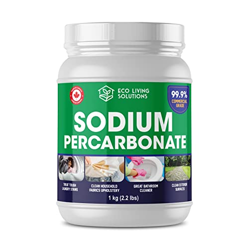 ECO LIVING SOLUTIONS - Sodium Percarbonate Powder 99% - Eco Living Solutions | All Purpose | Chlorine Free Oxygen for Laundry | Color Safe | Made in Canada - 1 Kg