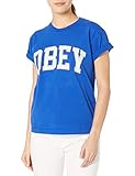 Obey Damen Academic T-Shirt, Kobalt/Minze, X-Klein