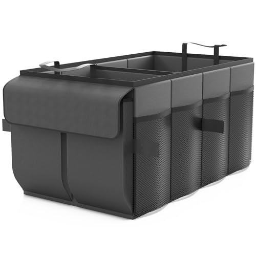 Beicarin Organizer per bagagliaio per auto, organizer pieghevole per bagagliaio per SUV e berline, robusta organizzazione per accessori auto, strumenti, articoli vari, dimensioni 51 x 34 x 27 cm