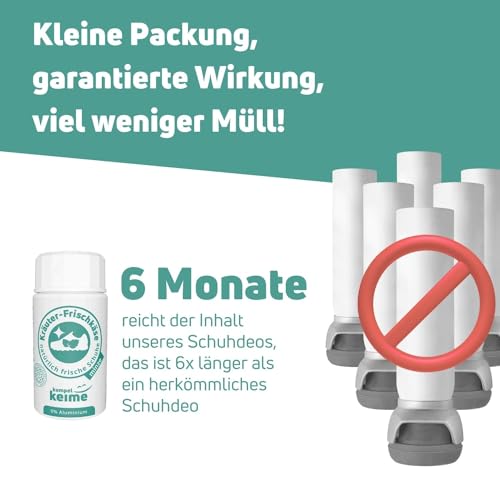 Schuhdeo Kräuter-Frischkäse Minze - Das Mikrobiologische Schuhpuder gegen Fußgeruch - Frische für Arbeitsschuhe, Sicherheitsschuhe, Sportschuhe & mehr - 6 Monate neutrales Schuhklima