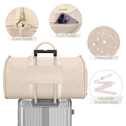 Ultimate 3-in-1 Garment Duffel Bag – Wrinkle-Free, Spacious 50L Capacity, Waterproof, Ideal for Business Trips & Weekend Getaways,Beige - Image 5