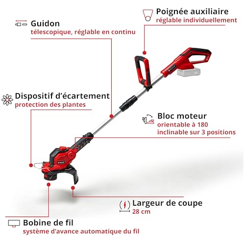 Coupe-Bordures Sans Fil Einhell GE-CT 18/28 Li Solo – 18V, Largeur De Coupe 28cm, Livré Sans Batterie - vue 7